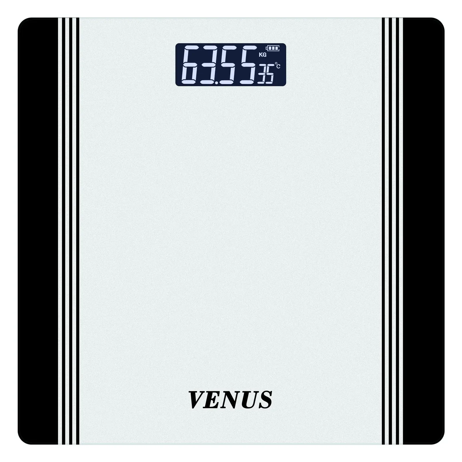 Venus EPS-1199 weight machine for home, white with black stripes, front view