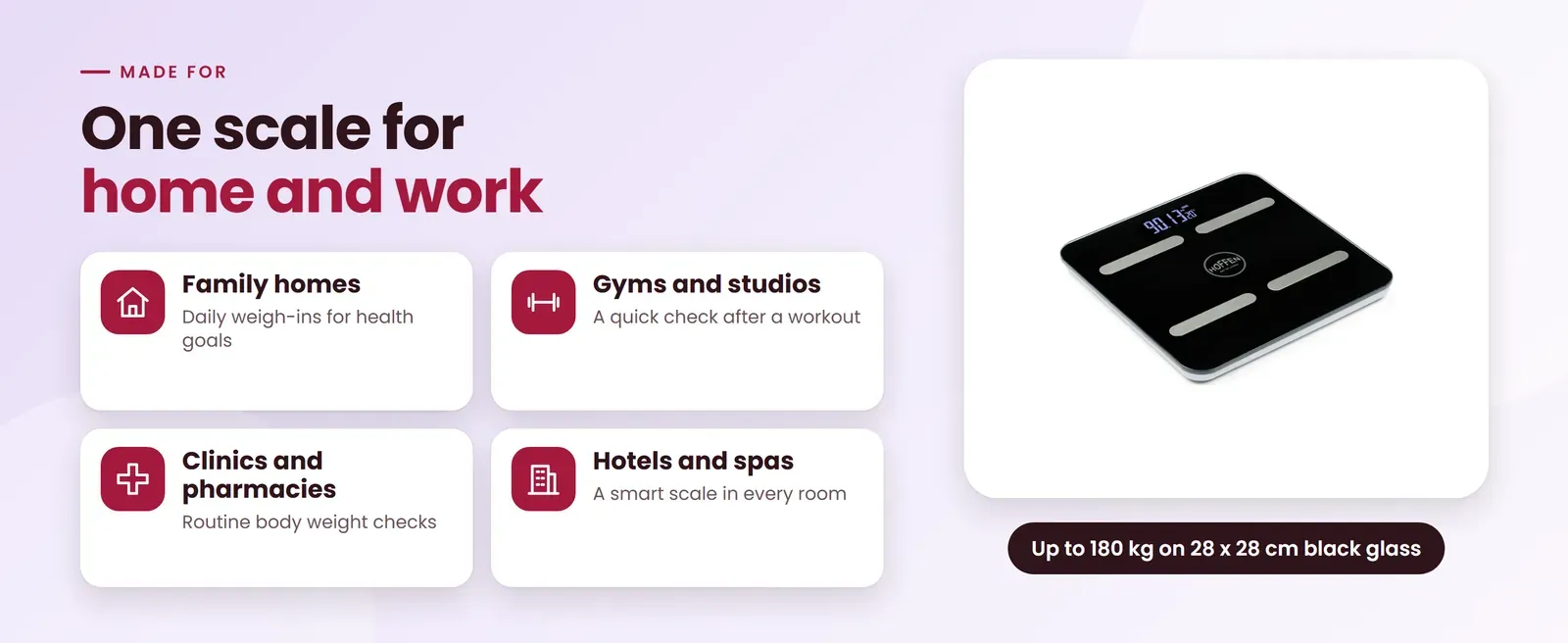 Hoffen HO-18 App weight machine with app for family homes, gyms and studios, clinics and pharmacies and hotels and spas