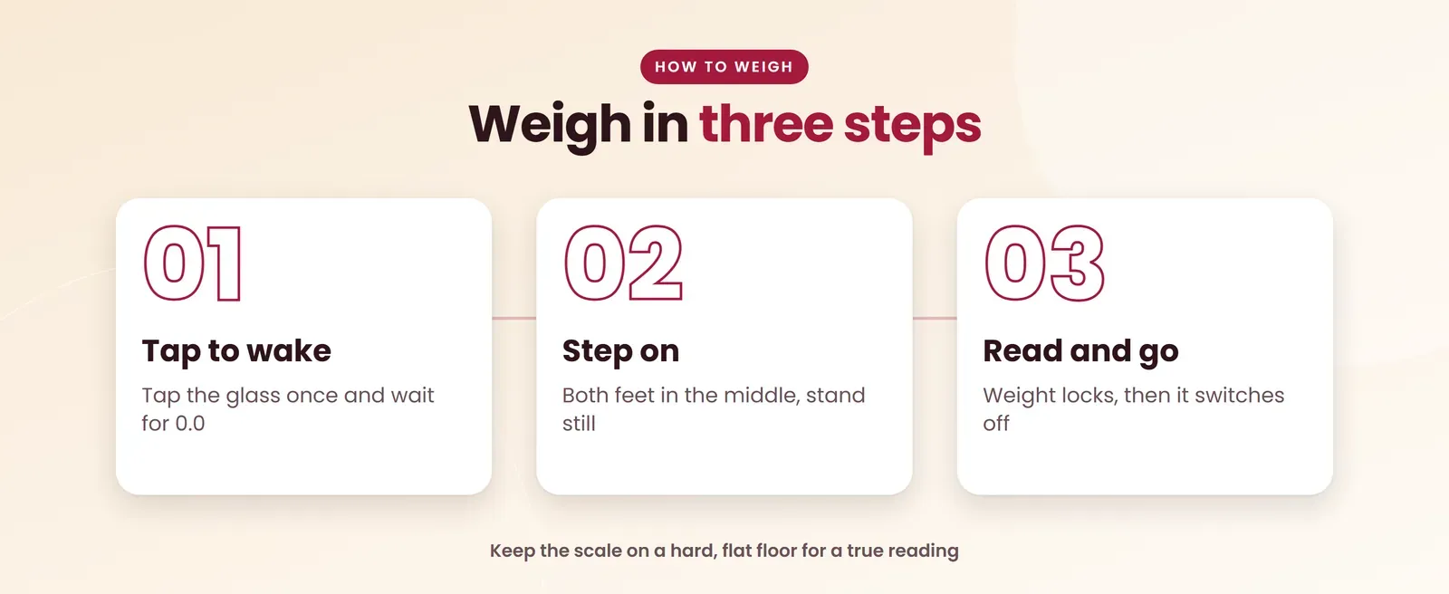 How to use the Venus EPS-963 wooden weighing scale: tap to wake, step on, read and go